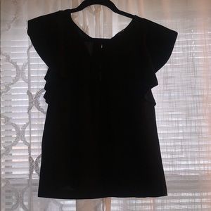 Black blouse with ruffled sleeves